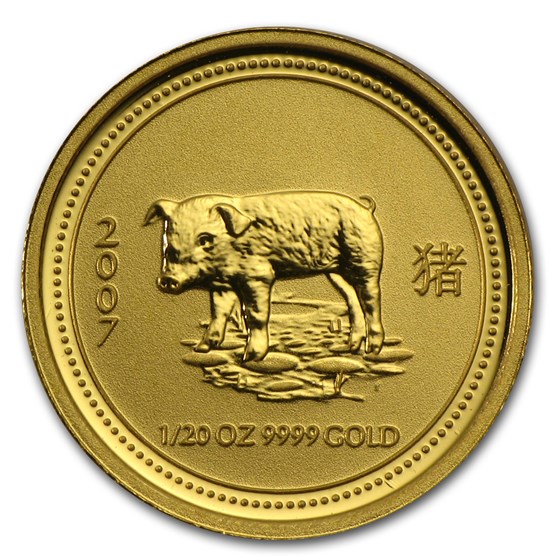 2007 Australia 1/20 oz Gold Lunar Pig BU (Series I) 2007 Australia 1/20 oz Gold Lunar Pig BU (Series I)